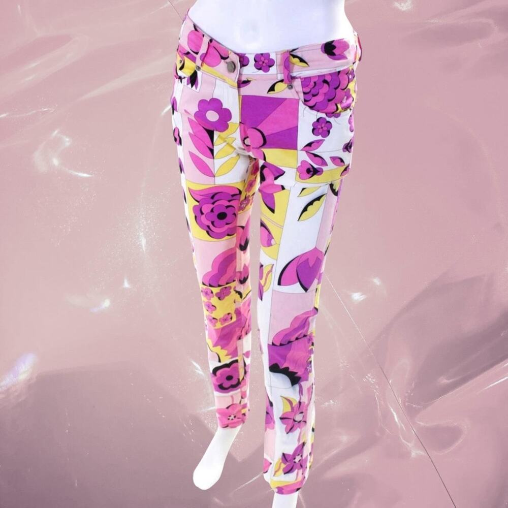 Y2K Designer Psychedelic Floral Patchwork Pants 70s
